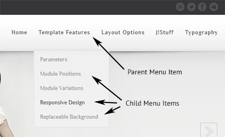 parent child menu items