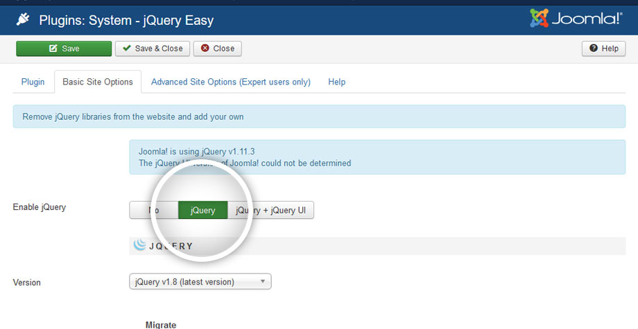 Enable jQuery